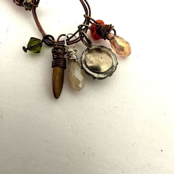 copper tone circle charm necklace - Picture 6 of 9